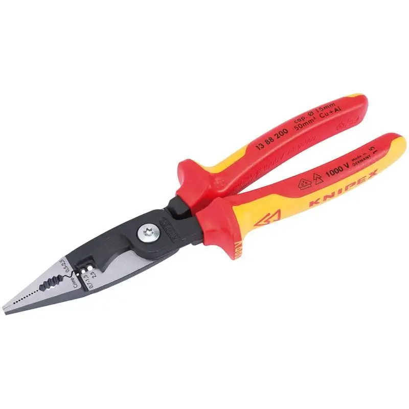 Knipex 13 88 200 UKSBE 13 88 200UKSBE Completely Insulated Electricians Universal Installation Pliers, 200mm - (80803)