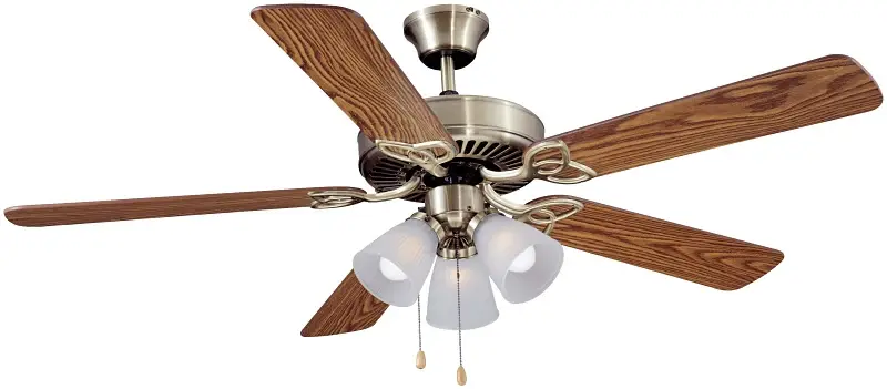Boston Harbor CF-78042 Ceiling Fan, 5-Blade, Oak/Walnut Blade, 52 Sweep, 3-Speed, Lights: Yes