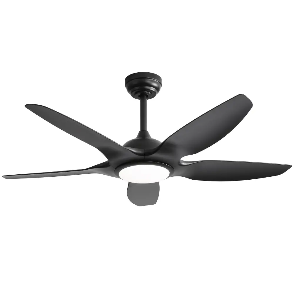 Ceiling Fan Dimmable LED Light And Remote Control, 5 Blades DC Motor - Jet-black