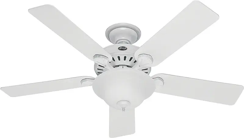 Hunter 53251/28722 Ceiling Fan, 5203 cfm Air, 5-Blade, Beech/White Blade, 52 Sweep, 3-Speed, Lights: Yes