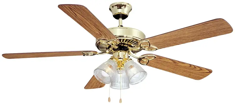 Boston Harbor CF-78043 Ceiling Fan Portable Kit, 5-Blade, Oak/Walnut Blade, 52 Sweep, 3-Speed, Lights: Yes