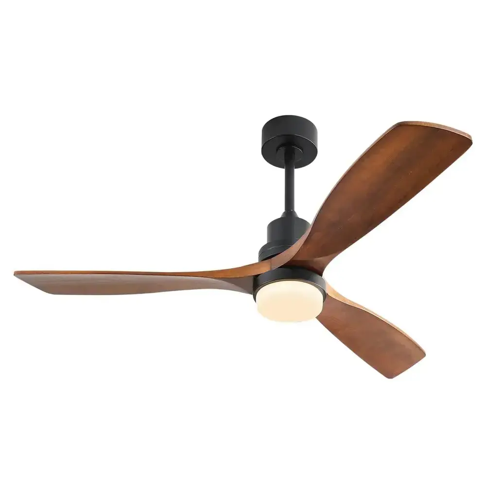 52 . Integrated LED Indoor Jet-black Ceiling Fan Light and Remote Include Light Kit Downrod