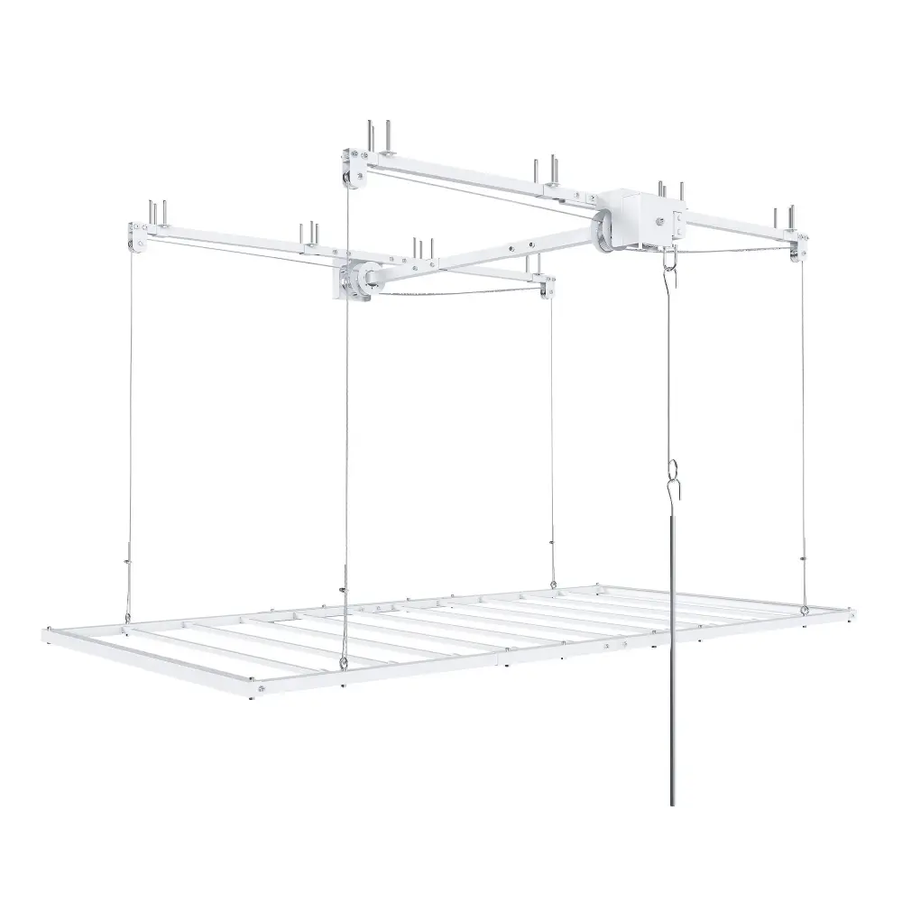 Overhead Garage Storage Rack 3 X 6 Ft High Ceilings, Safety Lock - Snow
