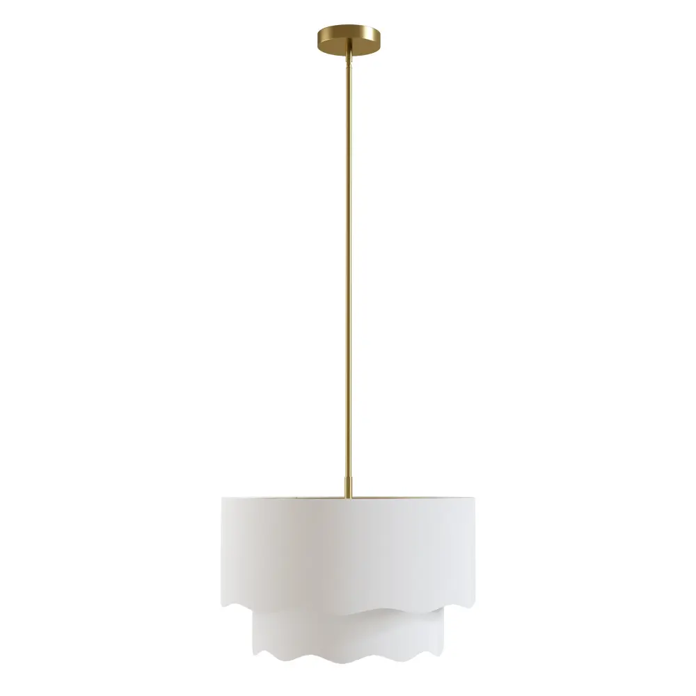 Twilight 3-Light Brass & White Modern Farmhouse Chandelier Light Modifiable Height Dining Room #P39002