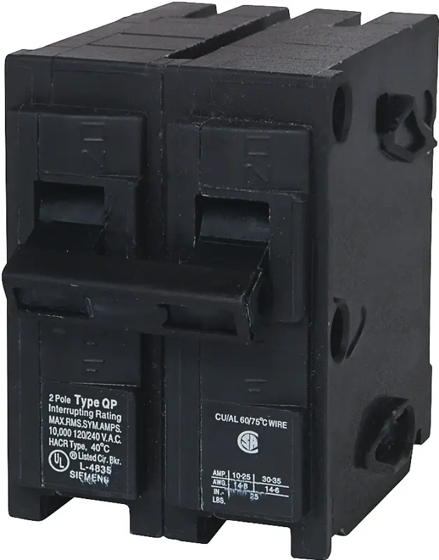 Siemens Q2100 Circuit Breaker, Portable, 100 , 2 -Pole, 120/240 V, Fixed Trip, Plug Mounting