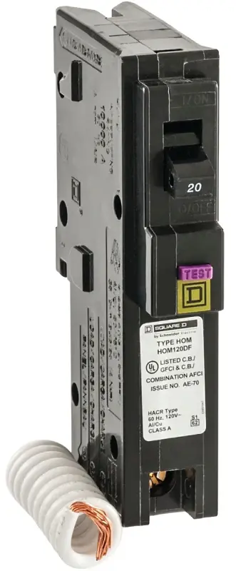 Square D HOM120DFC Circuit Breaker, Twin Function, Mini, 20 , 1-Pole, Plug, 120 V
