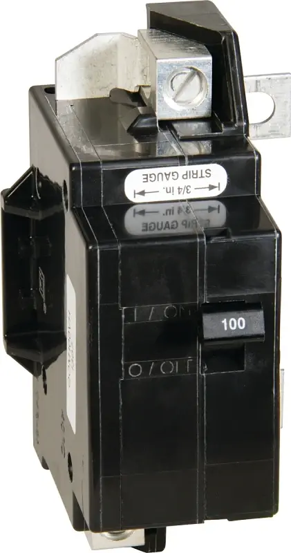 Square D QO QOM100VHCP Circuit Breaker, Fundamental, 100 , 2 -Pole, 120/240 V, Plug Mounting, Black