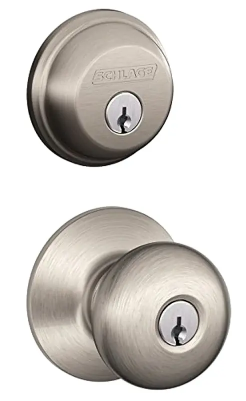 Schlage FB50VPLY619 Combination Lockset, Mechanical Lock, Knob Handle, Round Design, Satin Nickel, 1 Grade, Alloy