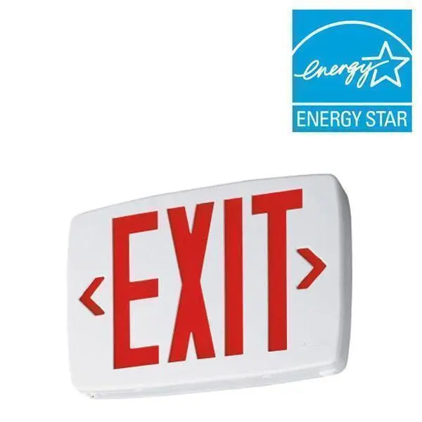 Quantum Thermoplastic Alabaster Integrated LED Emergency Exit Sign Stencil Faced Housing and Red Letters Damaged Box