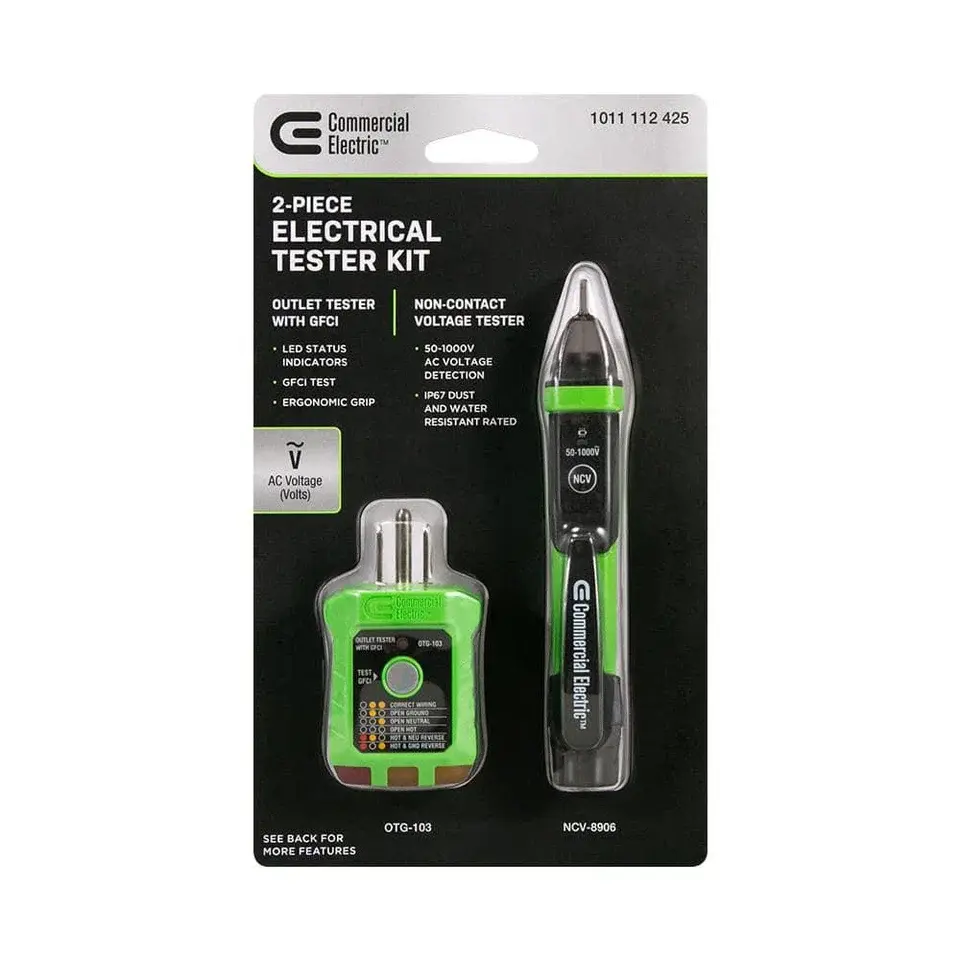 Commercial Electric 2 Piece Electrical Tester Kit Damaged Box (UL 514A)