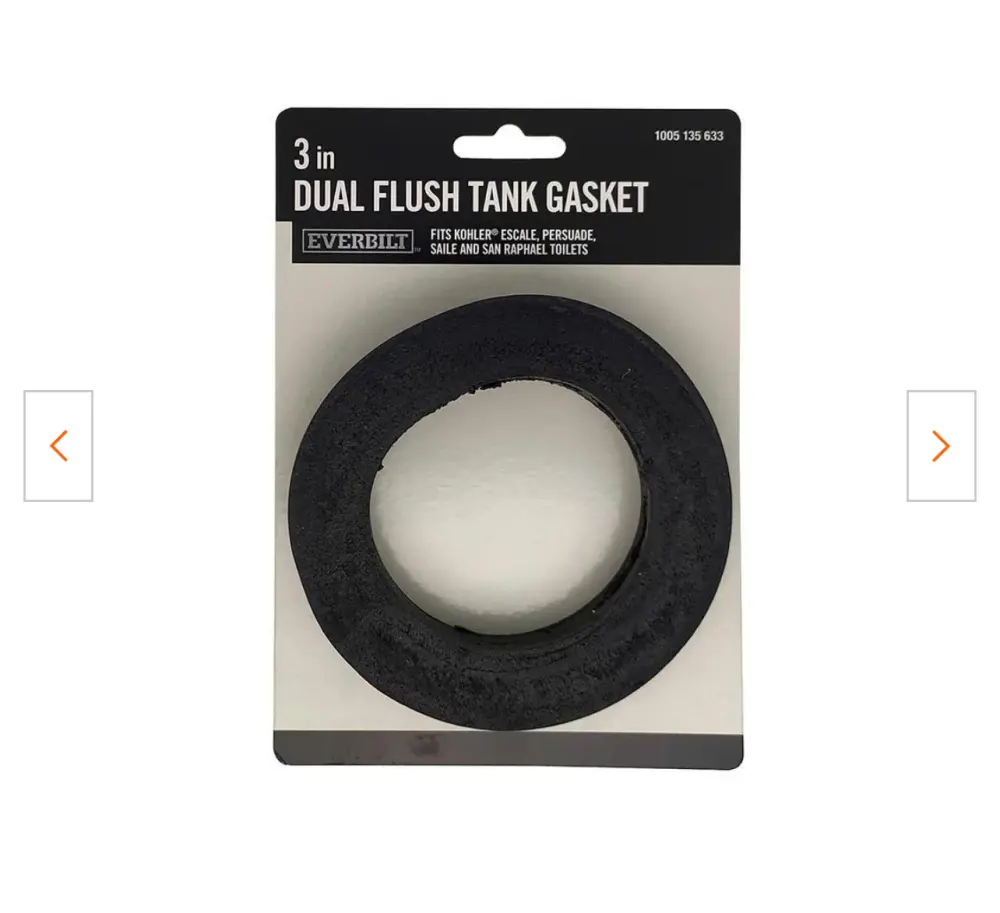 Everbilt 3 . Paired Flush Tank Gasket Fits Kohler Escale, Persuade, Saile and San Raphael Toilets Damaged Box