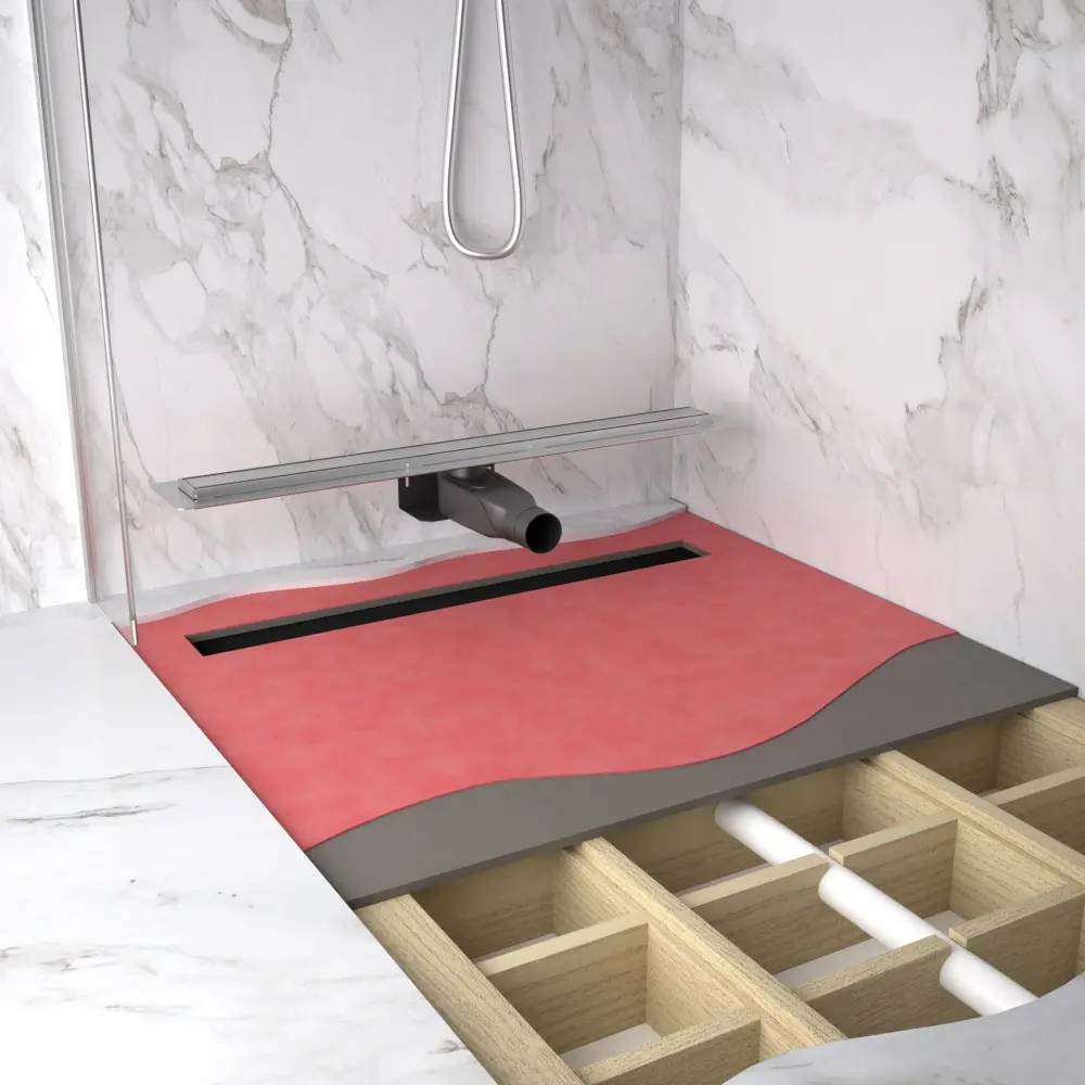 Extra Large Wet Room Box Timber Floors 160cm x 100cm Drain - Stainless Steel