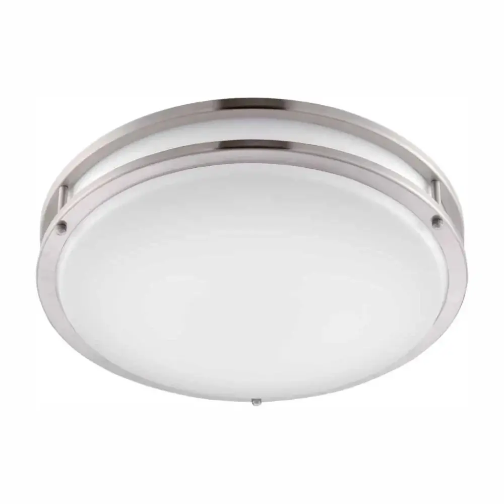 Hampton Bay Brushed Nickel LED Round Flush Install Damaged Box