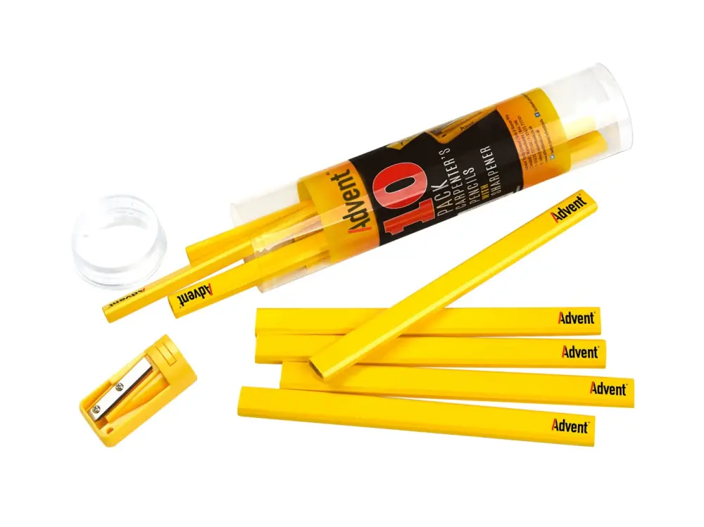 Advent Carpenter's Pencil & Sharpener Place - ACPTUB10 - 5-Piece Set