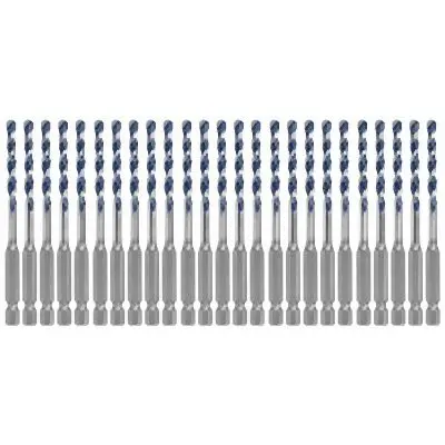 Bosch 25 pieces 3/16 Inches x 4 Inches BlueGranite Turbo™ Carbide Framing Hammer Drill Driver Bits, 2610045816