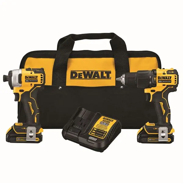 DeWalt Atomic 20V Max Brushless Cordless 1/2" Ball Peen Hammer Drill Driver/Driver and 1/4" Impact Driver Kit, D...