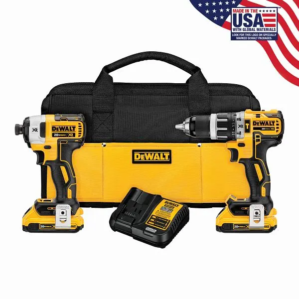 DeWalt Small 20V Max XR Lithium Ion Brushless Hammerdrill and Impact Driver Combo Kit, DCK287D2