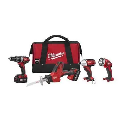 Milwaukee M18 4-Tool Combo Drill Saw Impact Driver Light Kit, 2695-24