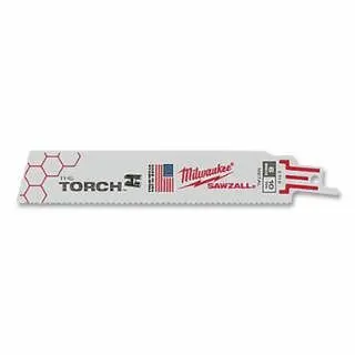 Milwaukee TORCH Bi-Metal SAWZALL® Blade, 6" L, 10 TPI, Scheduled 80 Pipe/Threaded Rod, 25 pieces, 48-00-8712