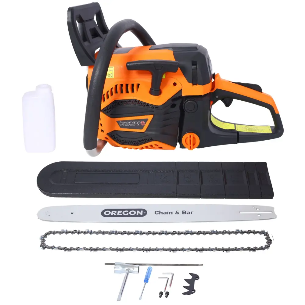 62Cc Gas Powered Chainsaw 20" Oregon Chain & Bar 2 Cycle Petrol Handheld Wireless Design Epa Compliant - Orange