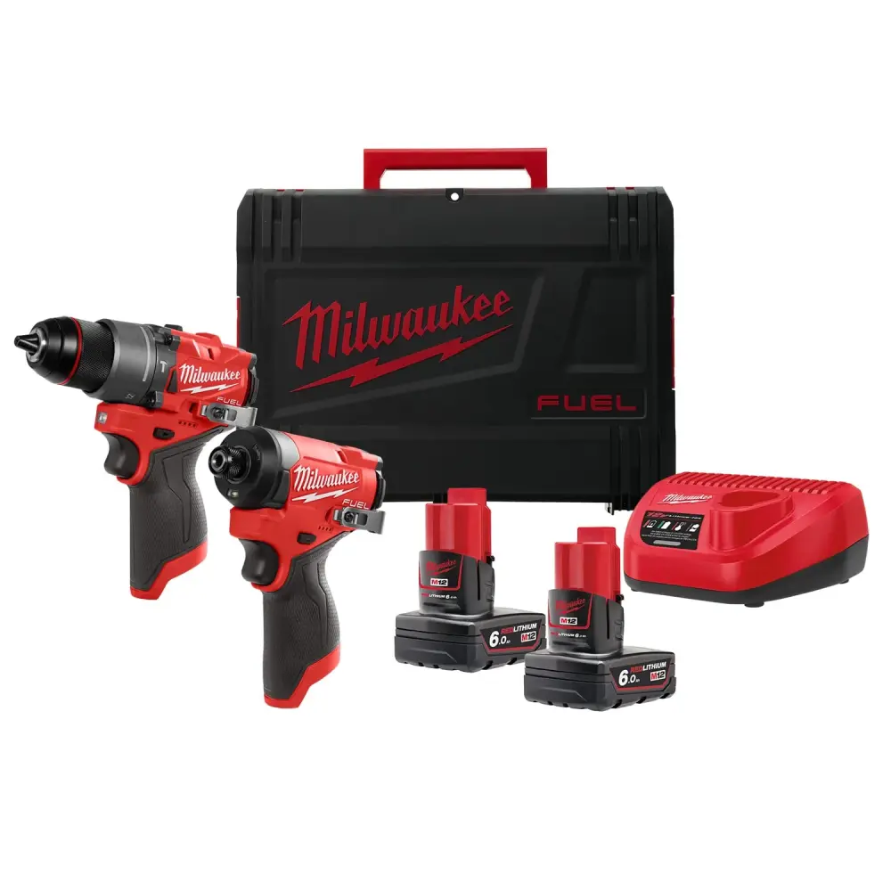 Milwaukee M12 Fuel Twin Pack New Generation Efficient Impact Driver and Percussion Drill Kit