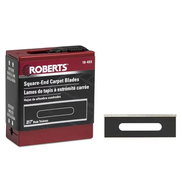Roberts Heavy-Duty Carpet Blades, Heavy Duty Square-End and Quick Blade Dispenser, 100 per Pack, 5 Packs, 10-493
