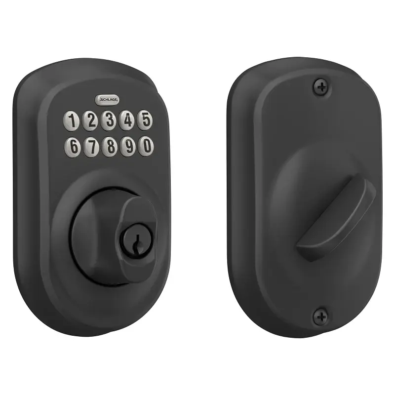 Schlage BE365 V PLY 622 Electronic Deadbolt, 19 Number User Codes, 1 Projection, Matte Midnight, 1 Grade, 1/CD