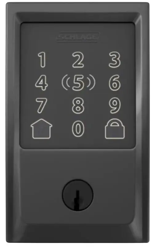 Schlage Encode Plus BE499WBV CEN 622 Smart Wi-Fi Deadbolt Century Trim, 1 Grade, Dull Black, C Keyway