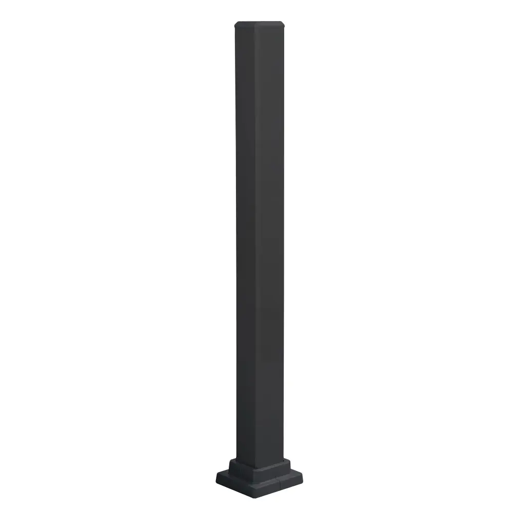 Black Aluminium Mounting Post 42'' High Railing, 43-1/2'' x 3''