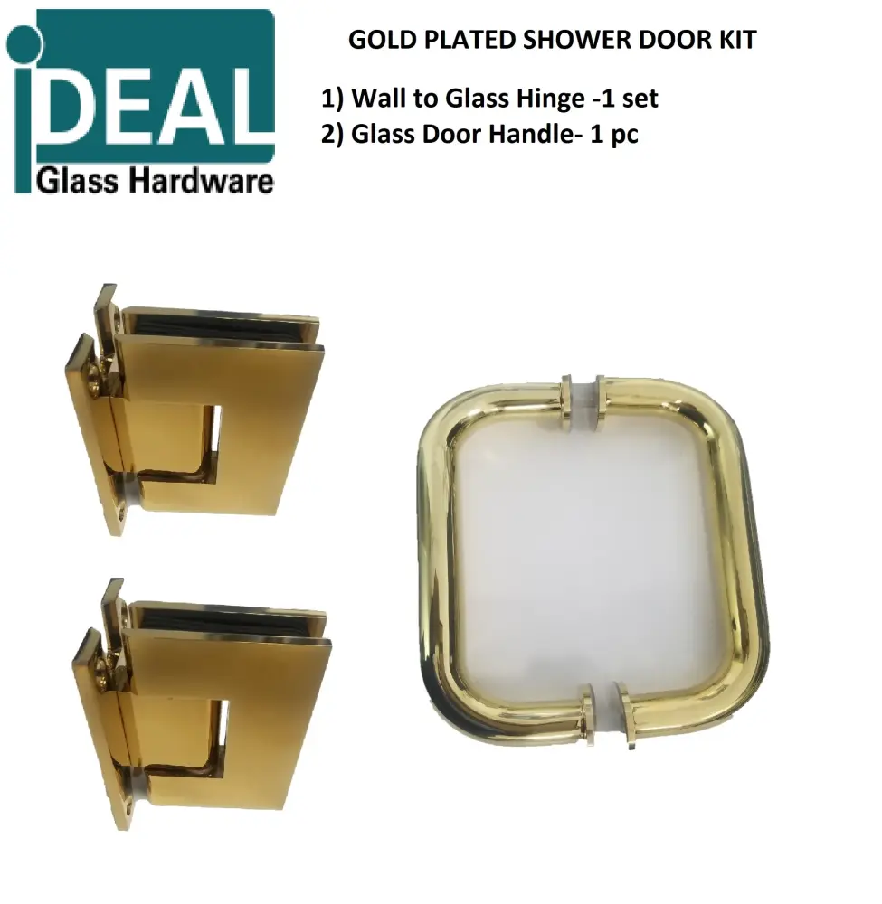 ISDWMGPKIT Shower Door Wall Mount Golden Plated Kit Compatible Alexa
