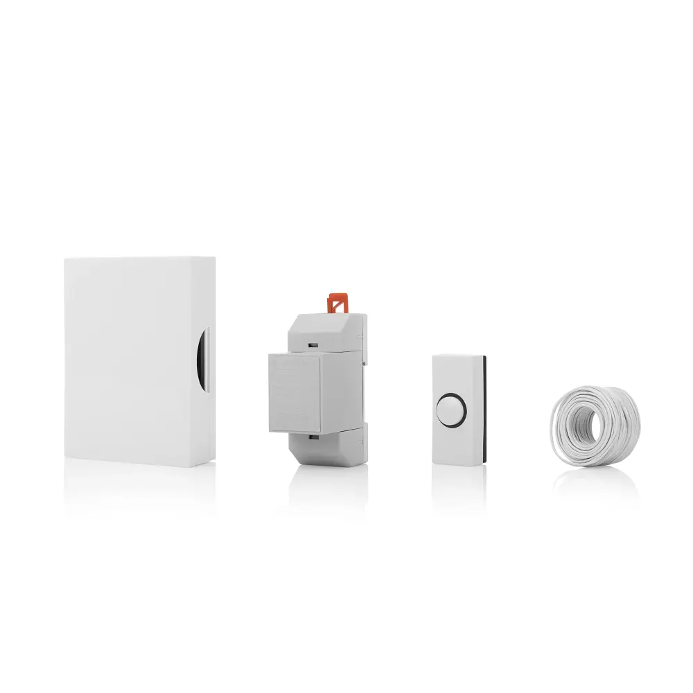 Byron 720k Wired Doorbell Adjust, Wired Doorbell, Push Bell, Transformer, Cable and Clips