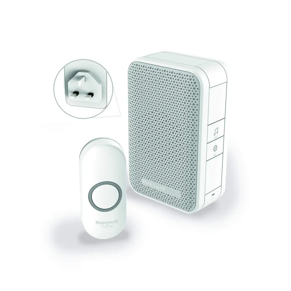 Honeywell DC311NBS Wireless Plug- Doorbell 1 Push Button, Ivory, 150 m Range