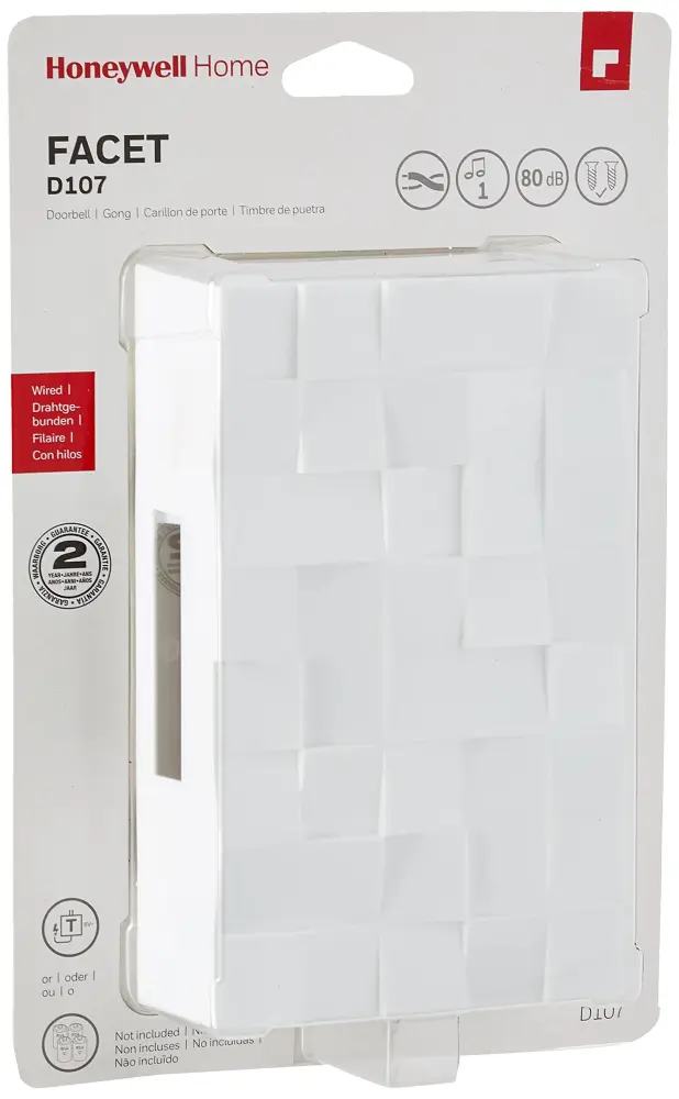 Honeywell Home D107 Facet Classic Hardwired Doorbell, Applicable Satin Nickel