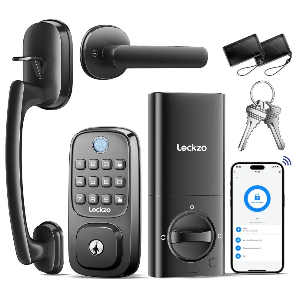 Lockzo WL01 Smart Door Lock Handle and Built- WiFi – GRAB Your NO-COST $14.99 Value EBL 4 AA Lithium Battery Set