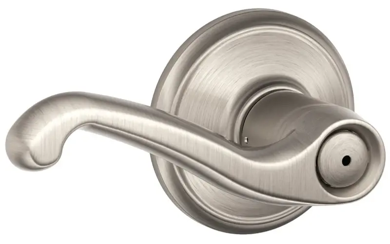 Schlage F Series F40VFLA619 Privacy Lever, Mechanical Lock, Satin Nickel, 2.25 L x 5.38 W x 2.75 H Dimensions