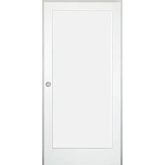 36 . x 80 . 1-Panel Shaker Solid Core Primed Chalk MDF Prehung Interior Door Black Hinges