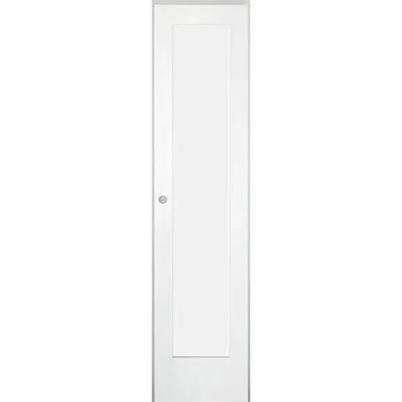 18 . x 80 . 1-Panel Shaker Solid Core Primed Chalk MDF Prehung Interior Door Black Hinges
