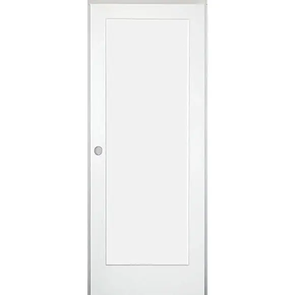 30 . x 80 . 1-Panel Shaker Solid Core Primed Pearl MDF Prehung Interior Door Black Hinges