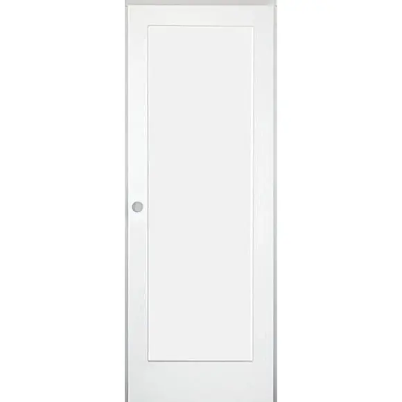28 . x 80 . 1-Panel Shaker Solid Core Primed Snow MDF Prehung Interior Door Black Hinges