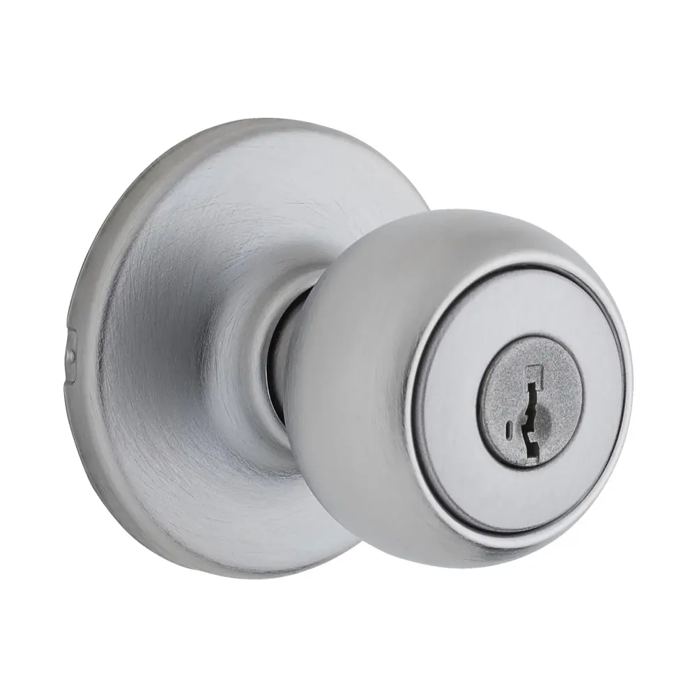 Deadbolt Lock Fairfax Keyed Entry Knob, Satin Shiny metal