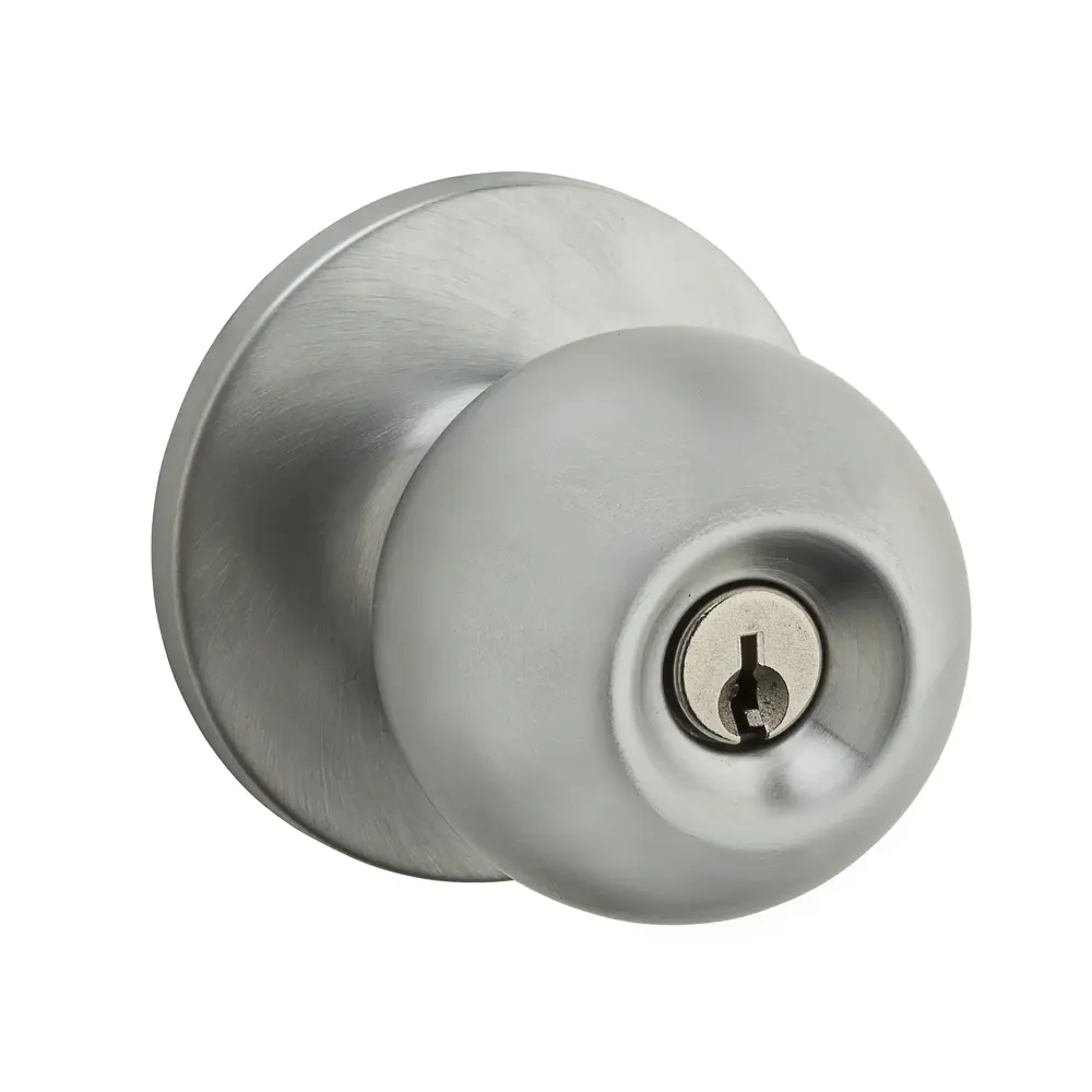 Regina Keyed Entry Knob, Satin Shiny metal Schlage