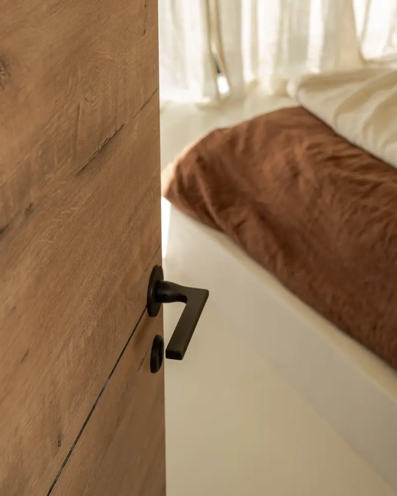 Clayton Sprung Door Handle Flush Rose - Copper-brown