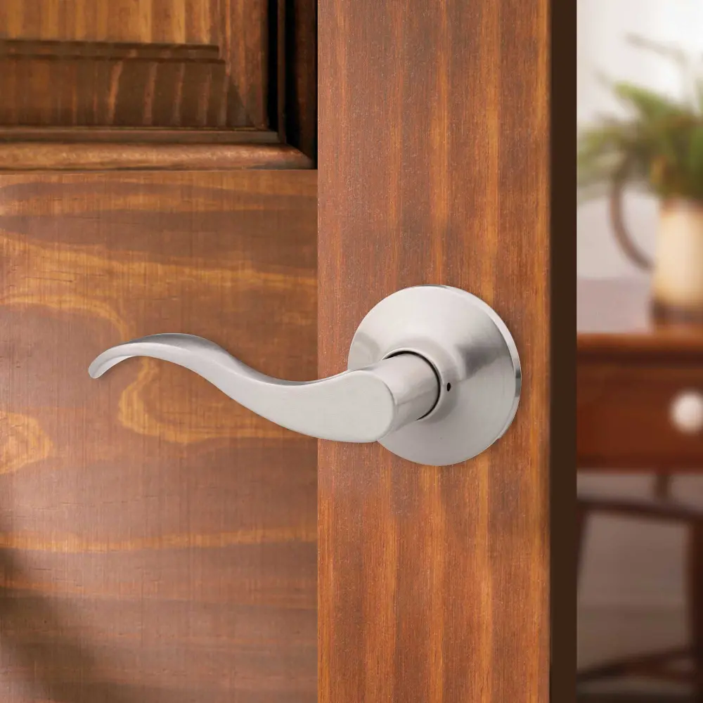 Layton Passage Lever, Satin Nickel Easy Rekey