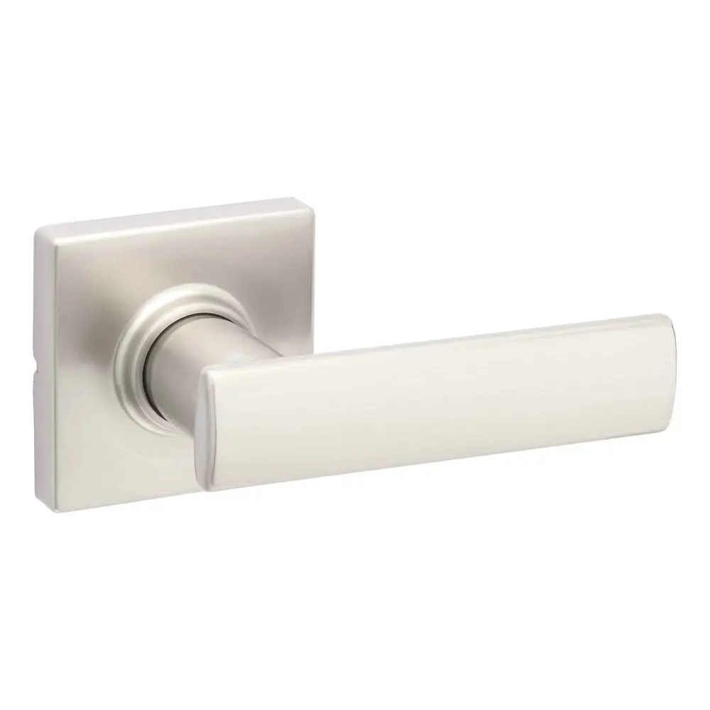 Premium Security Rated Breton Lever Passage Door Pull, Satin Nickel