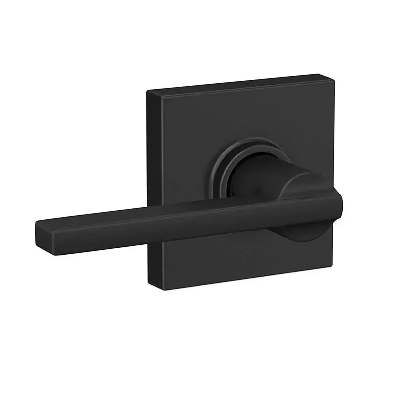 Schlage F Series F10 V LAT 622 COL Passage Lever, Mechanical Lock, Matte Black, Metallic, Residential, 2 Grade, 1/CD