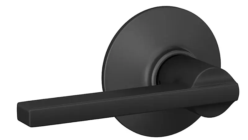 Schlage F Series F10 LAT 622 Passage Lever, Matte Black, Brass/Zinc, Residential, Two-sided Hand, AAA Grade