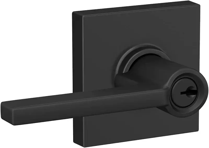 Schlage F Series F51A LAT 622 COL Entry Lever, Matte Onyx, Brass/Zinc, Residential, Reversible Hand, AAA Grade