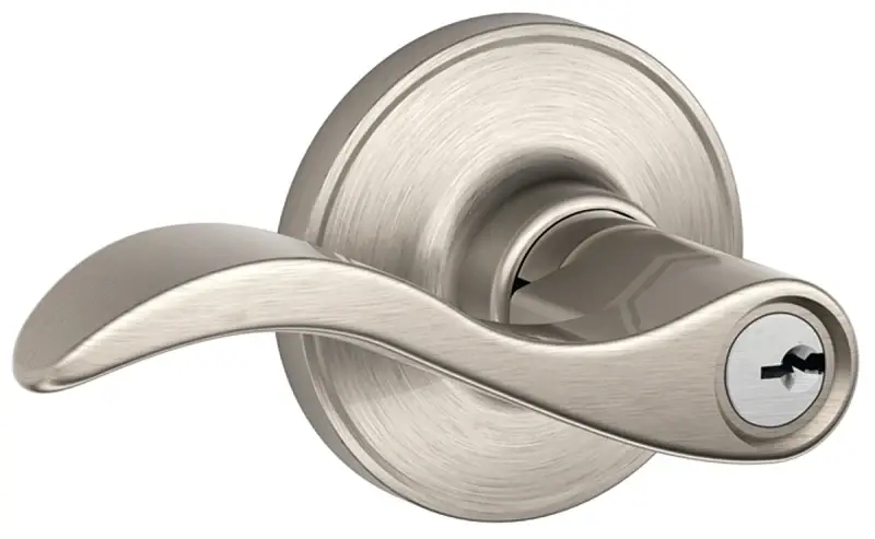 Schlage J Series J54 SEV 619 Entry Lever, Mechanical Lock, Satin Nickel, 7/8 Housing Dia, All-metal, Residential, 3 Grade