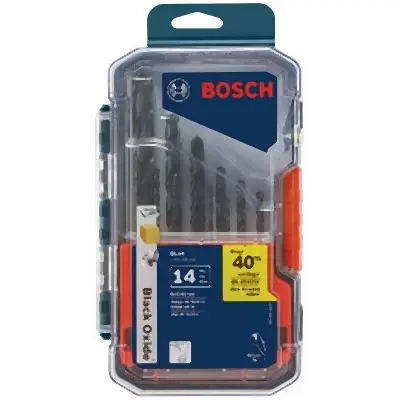 Bosch Updated 14 pieces Black Oxide Metal Drill Bit Set, 2610036652