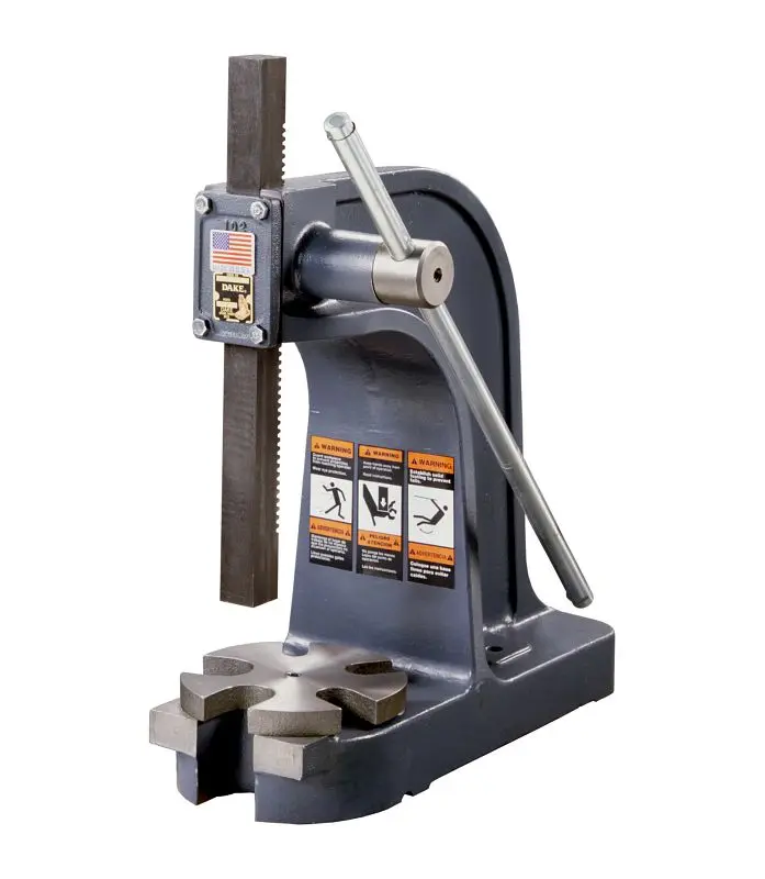 Dake Streamlined Single Lever Arbor Presses, Model 1, 18" base length, 901006